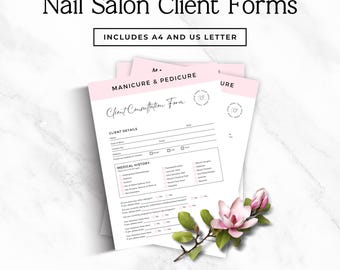 Nail Tech Forms Bundle | Client Consultation & Consent Forms | Editable Canva Nail Salon Business Templates | A4 and US Letter