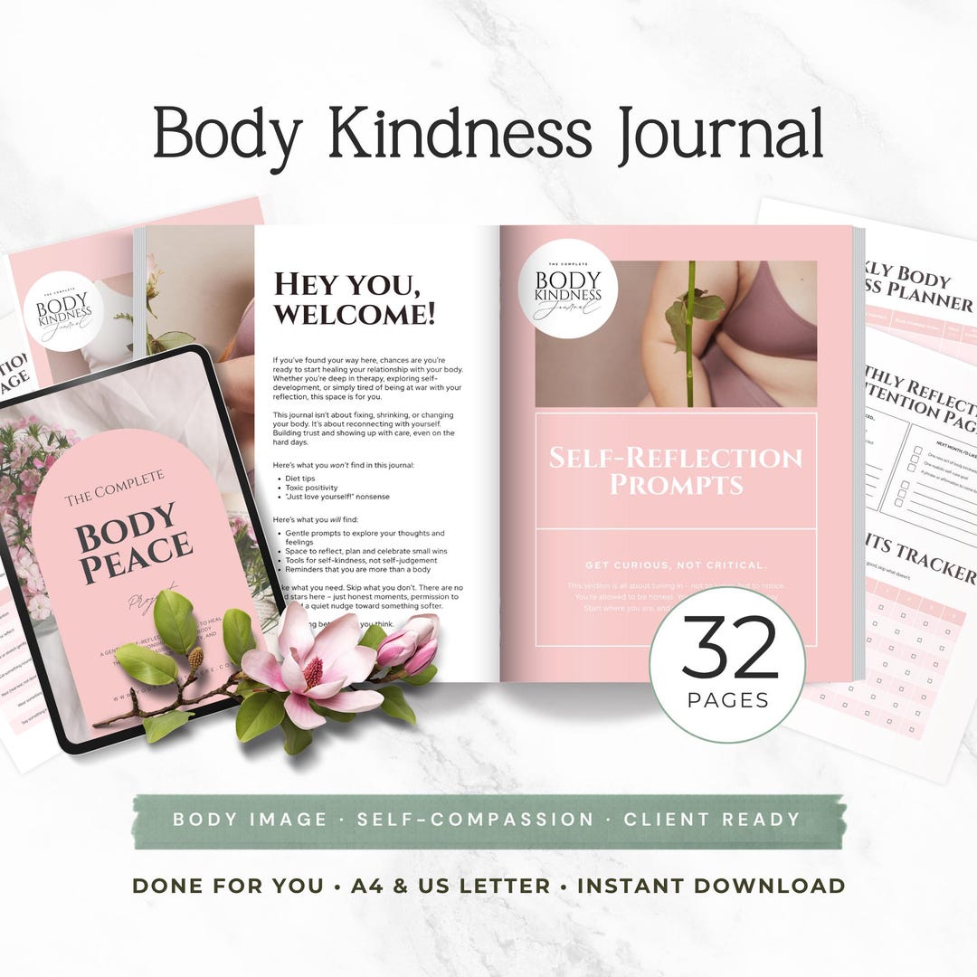 Body Image Journal Template for Coaches, Therapy Workbook Canva, Trauma ...