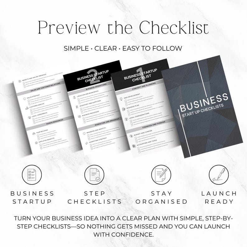 Business Startup Checklist Printable, Starting a Business Guide ...