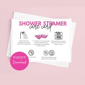 Dusche Dampfer Pflege Karte Vorlage, druckbare Spa Geschenkanleitung, Aromatherapie Verpackung einfügen, Bad Fizzer Einsatz, sofortiger Download