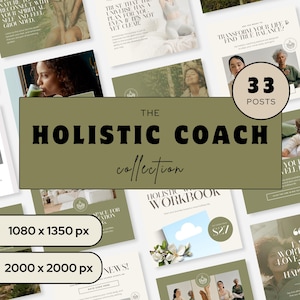 Holistic Coach Instagram Templates for Canva | Wellness Social Media Bundle for Life Coaches, Healers, Mindset & Spiritual Coaches