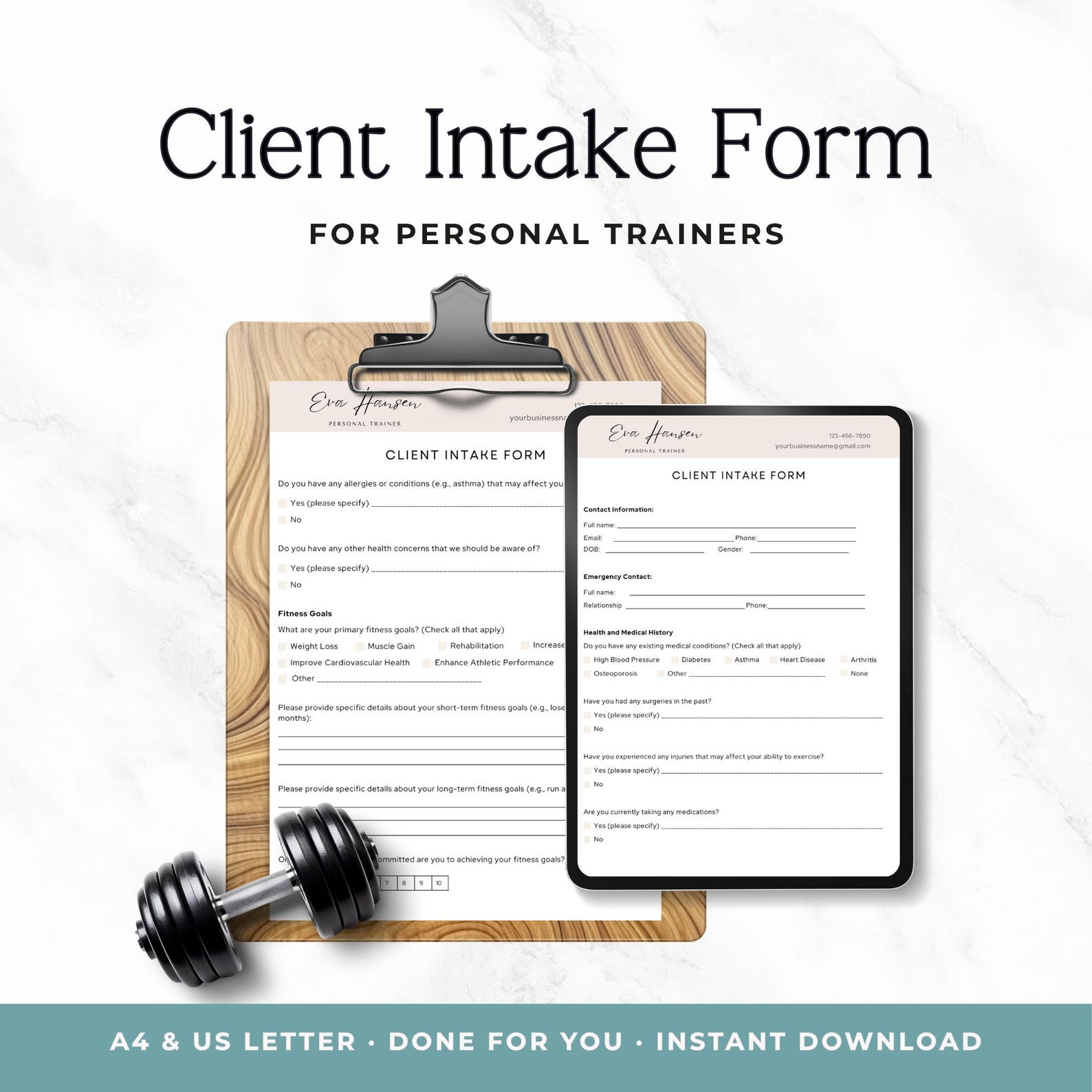 Personal Trainer Client Intake Form Canva Template | Editable Fitness ...