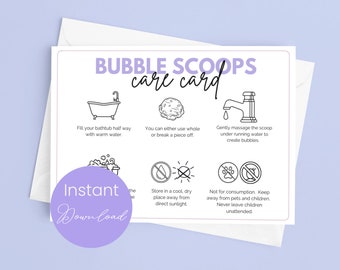 Bubble Scoops Care Card Bath Truffle Instructions Bubble Scoops Label for Bubble Scoop Template Bath Truffle Guide for Bubble Scoops