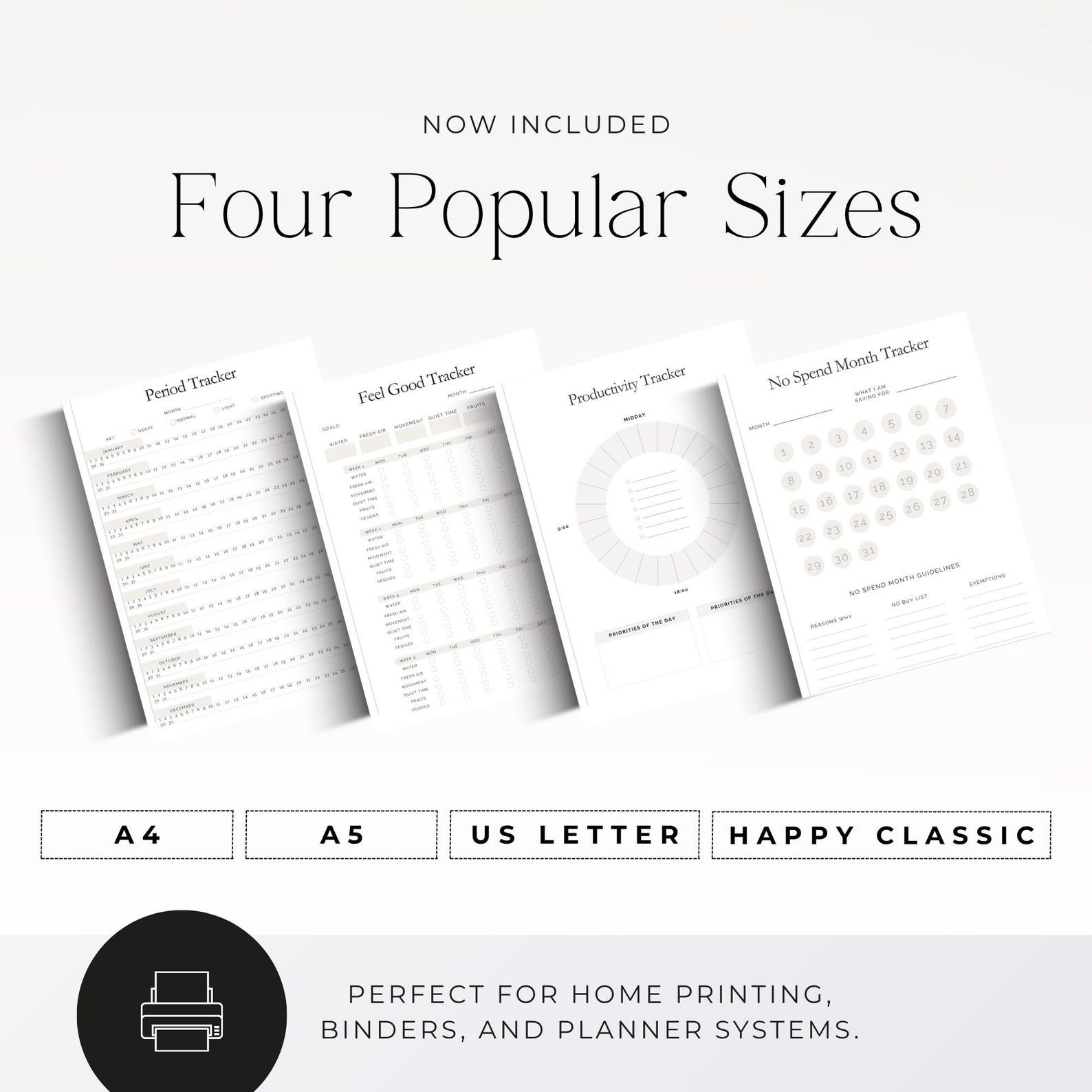 Minimal Habit Tracker Printable Bundle, Planner Inserts PDF A4 A5 US ...
