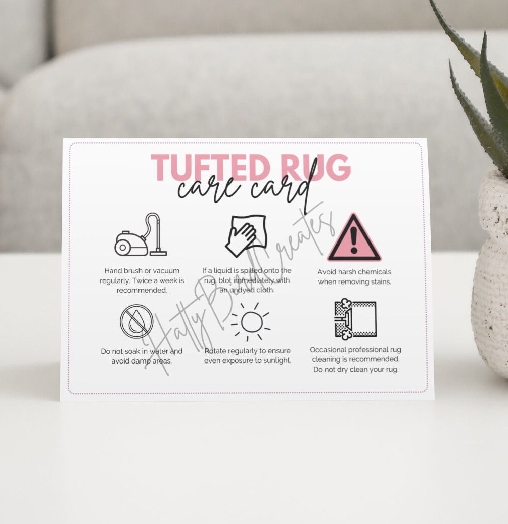 Tufted Rug Care Card Handmade Tufting Rug Care Instructions Tuft Rug