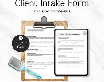 Pet Grooming Client Intake Form | Dog Grooming Consent & Waiver | Groomer Client Form | Pet Salon Intake Form | Editable Canva Template
