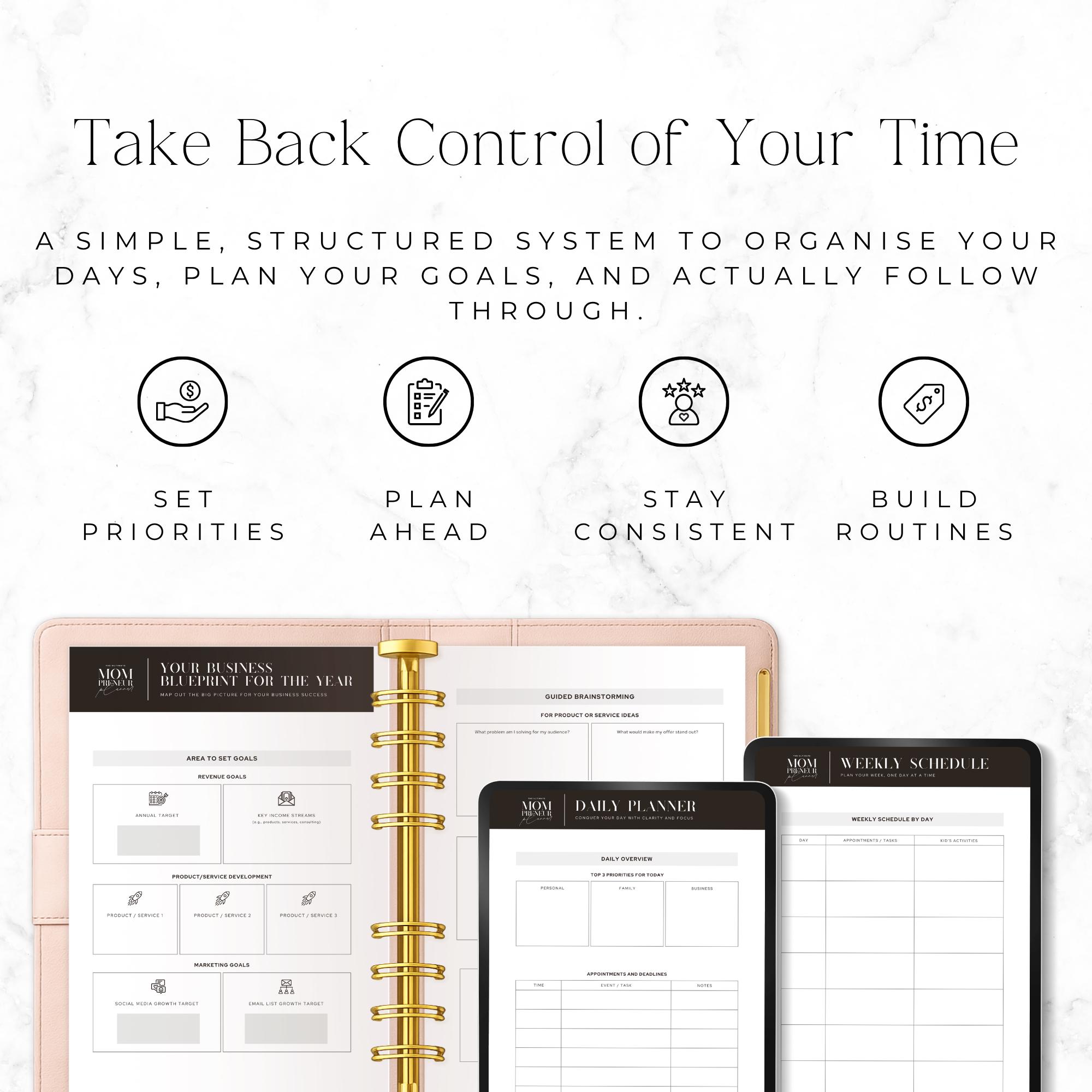Mompreneur Planner Printable, Life and Business Planner for Busy Moms ...