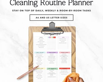 ADHD Cleaning Planner PDF, Editable Cleaning Checklist, Daily Weekly Chore System, Canva Home Routine Sprint 1