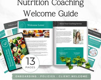 Kit de bienvenue pour coach en nutrition, modèle d'intégration du client, guide de nutrition modifiable, formulaires d'évaluation du bien-être, kit client pour coach en santé P2
