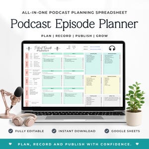 Podcast Episode Planner Template Google Sheets Content Calendar Organizer Podcast Workflow Tracker Guest Planning Show Notes Tem P4
