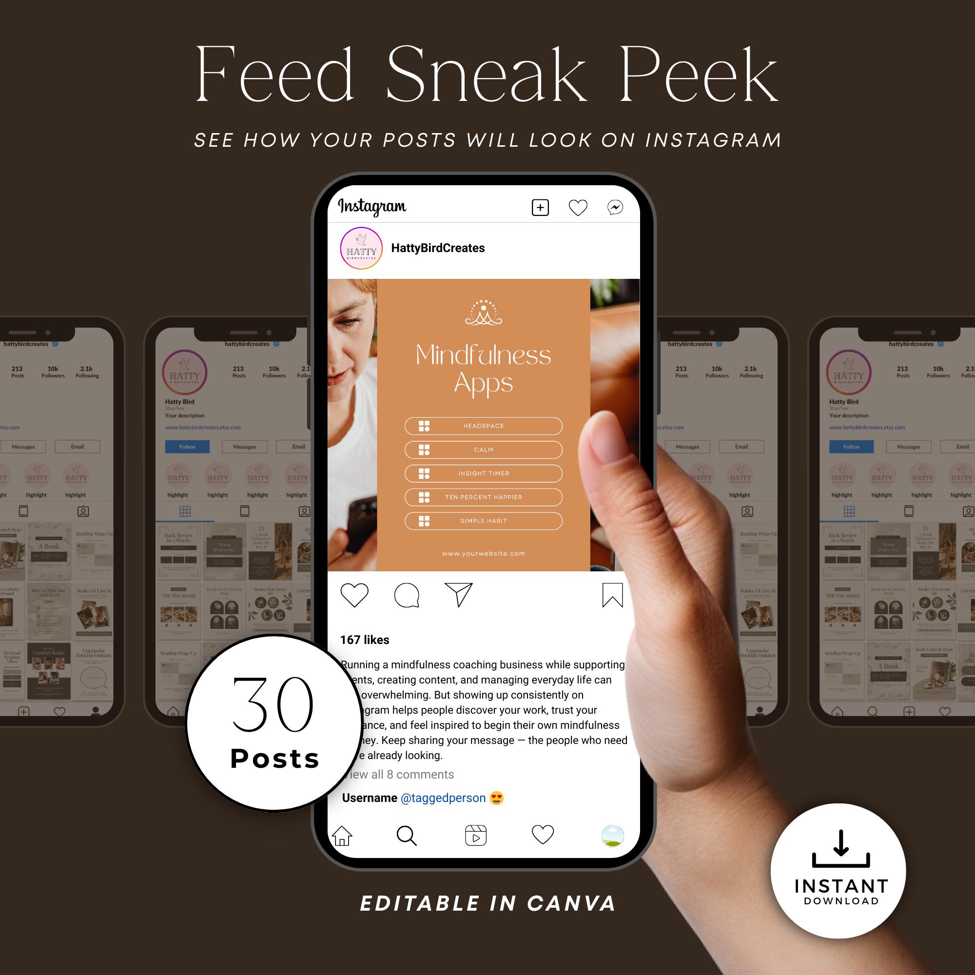 Mindfulness Coach Instagram Templates | Canva Social Media Kit ...