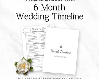 Hochzeitsplaner für 6 Monate | Checkliste für die 6-monatige Hochzeitsvorbereitung | Druckbarer Hochzeitszeitplan | Leitfaden zur Hochzeitsplanung | Braut-Organizer | PDF-Download