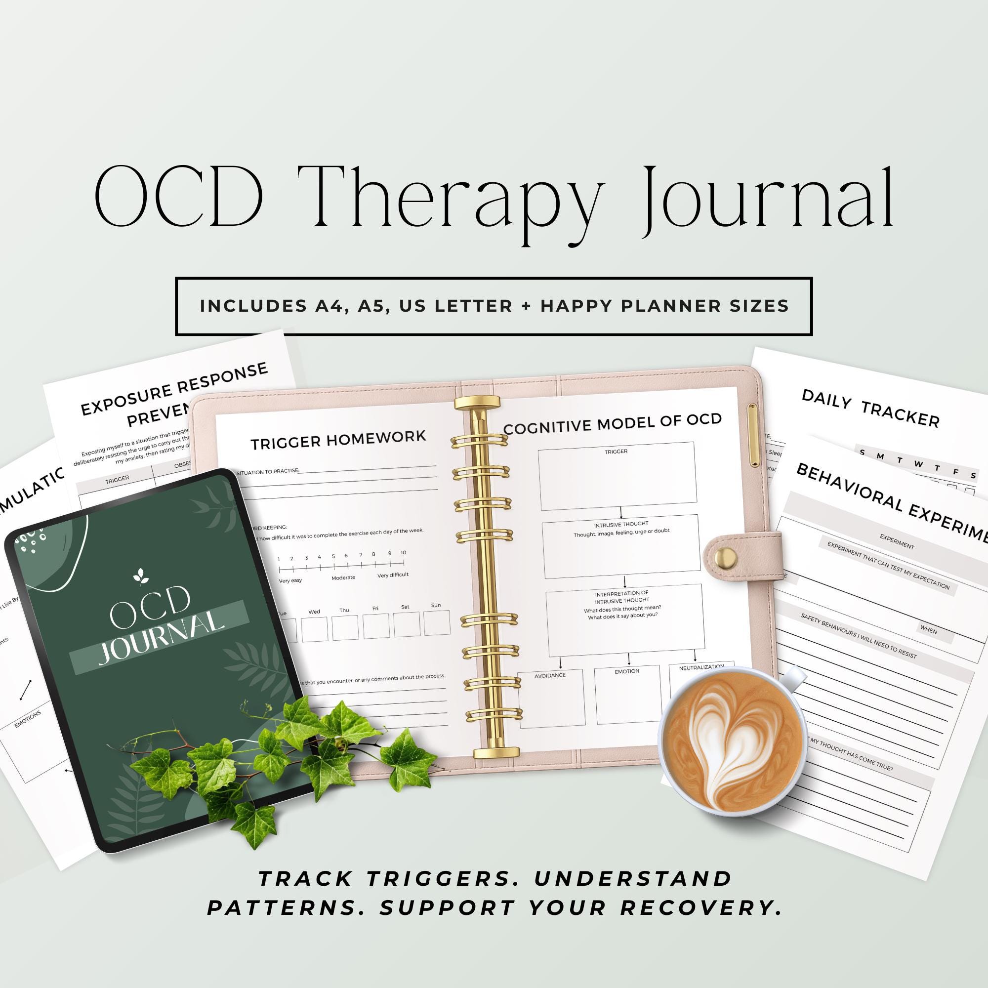 Printable OCD Planner Workbook, ERP Therapy Worksheets, CBT Thought ...