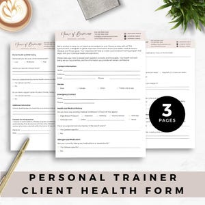 Personal Trainer Client Health Forms | Editable Fitness Onboarding Pack for Coaches & Gyms | Customizable Canva Wellness Assessment Template