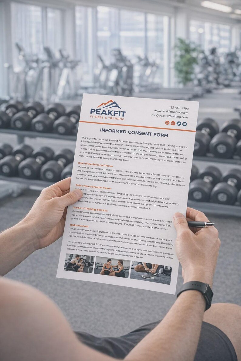 Informed Consent Personal Trainer Template, Editable Fitness Liability ...