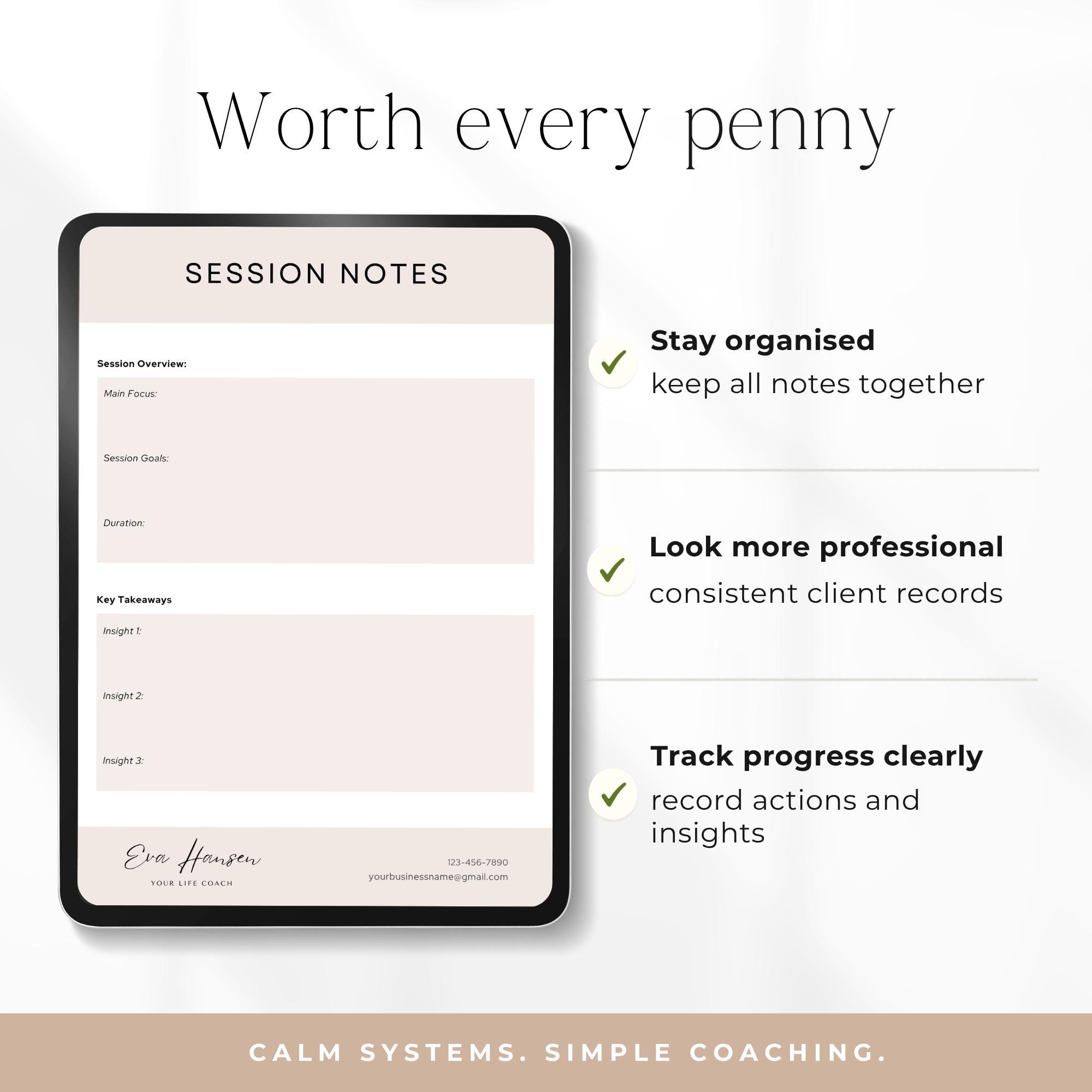 Performance Coaching Session Notes Coaching Notes Template, Printable Coaching Session Planner, Editable ...