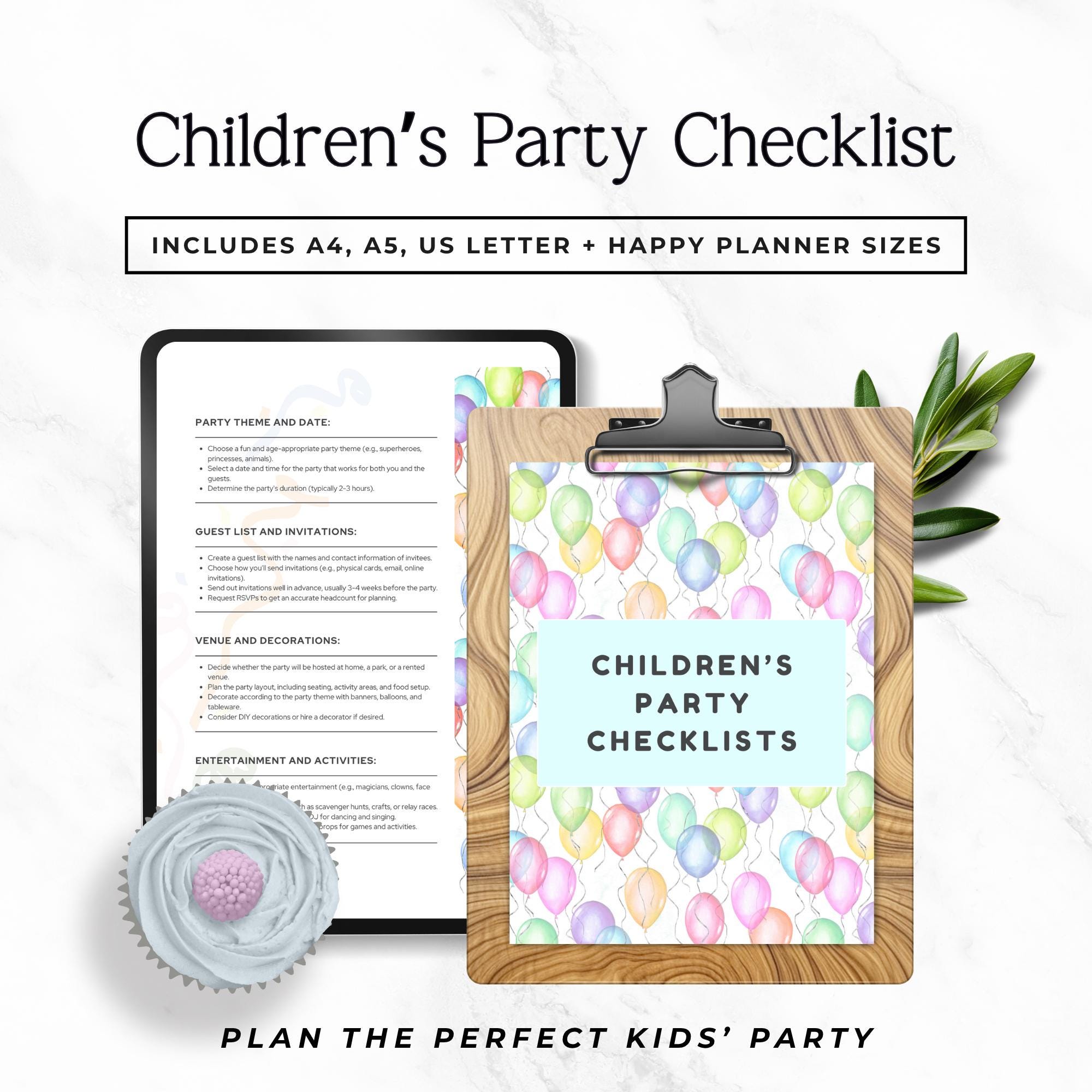 Kids Birthday Party Checklist Printable, Birthday Planning Guide, Guest ...