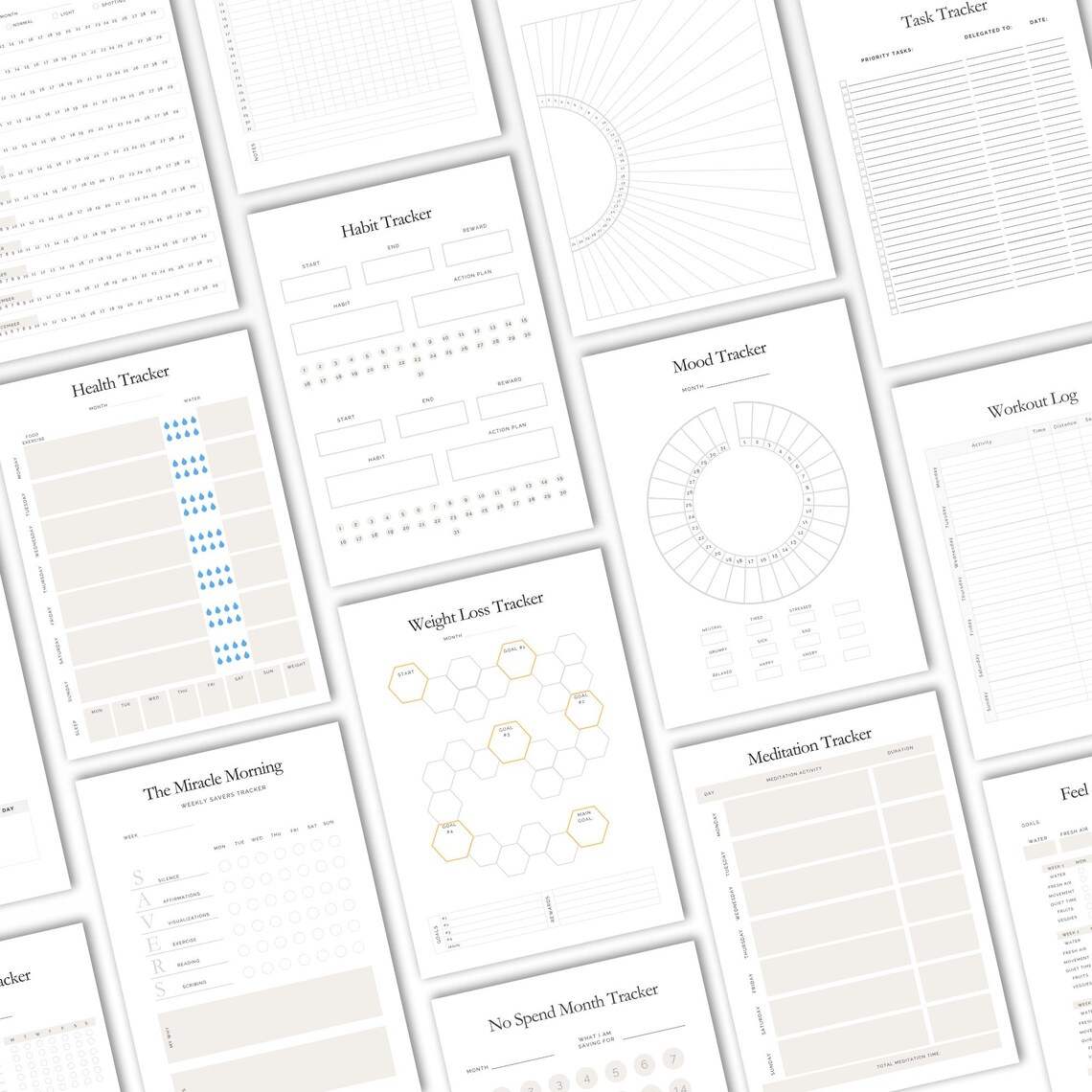 Minimal Habit Tracker Printable Bundle, Planner Inserts PDF A4 A5 US ...