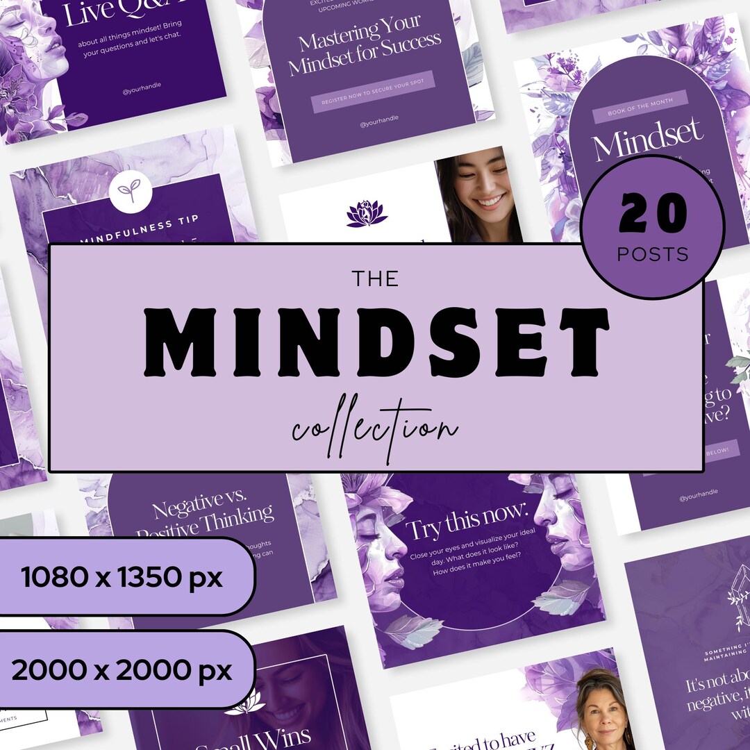 Mindset Instagram Templates for Coaches, Canva Social Media Post Bundle ...