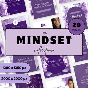 Editable Mindset Instagram Templates Canva | Motivational Social Media Posts for Coaches, Wellness Brands, Personal Growth & Life Coaching