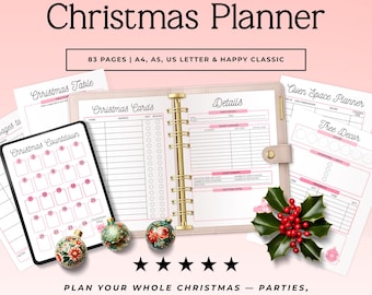 Christmas Planner | Holiday Organizer PDF | Budget Planner, Gift Tracker, Meal Planner, Christmas Checklist | A4, A5, US Letter
