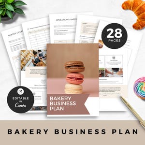 Bearbeitbarer Bäckerei-Businessplan Canva-Vorlage für Start-up Bakers Haushaltsöglichkeit
