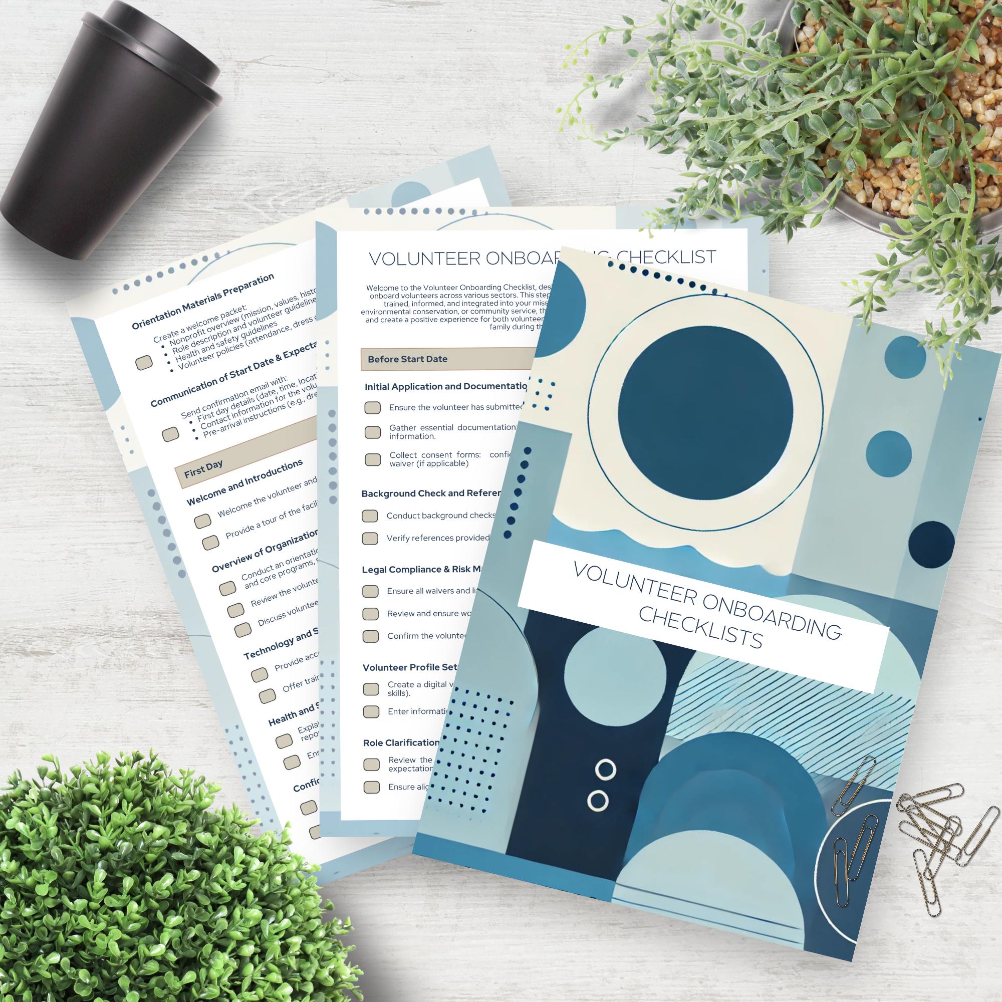 Nonprofit Volunteer Onboarding Checklist Template Editable Non Profit ...