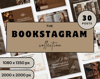 Bookstagram Templates for Social Media Editable Canva Designs for Authors & Book Lovers Instagram Post Bundle Reading Blogger Graphics