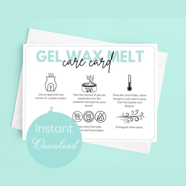 Gel Wax Melt Care Card for Gel Wax Tart Instructions for Gel Wax Melt Business Card for Jelly Wax Melt Care for Wax Melt Safety Guide