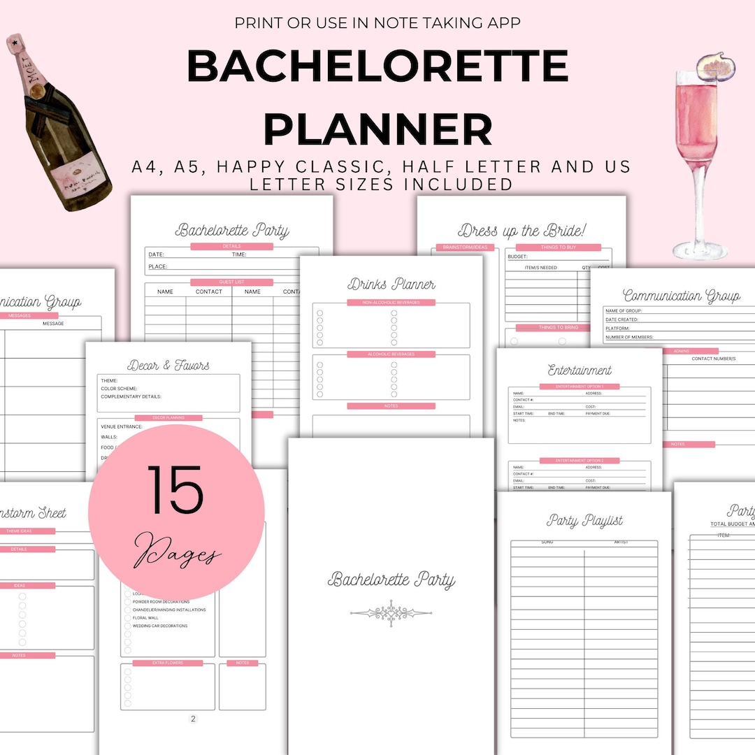 Free Printable Bachelorette Party Planner