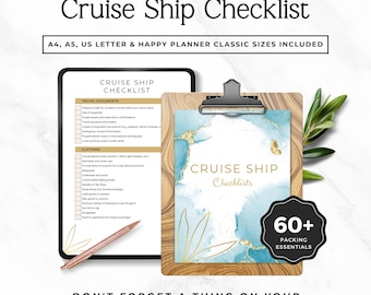 Cruise Checklist Printable | Cruise Packing Checklist PDF | Cruise Packing List Template | First Time Cruise | A4 A5 US Letter