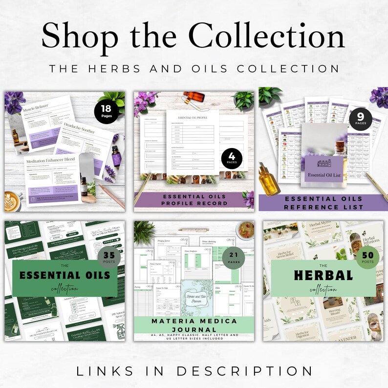 Essential Oil Reference List Printable Aromatherapy Journal DIY