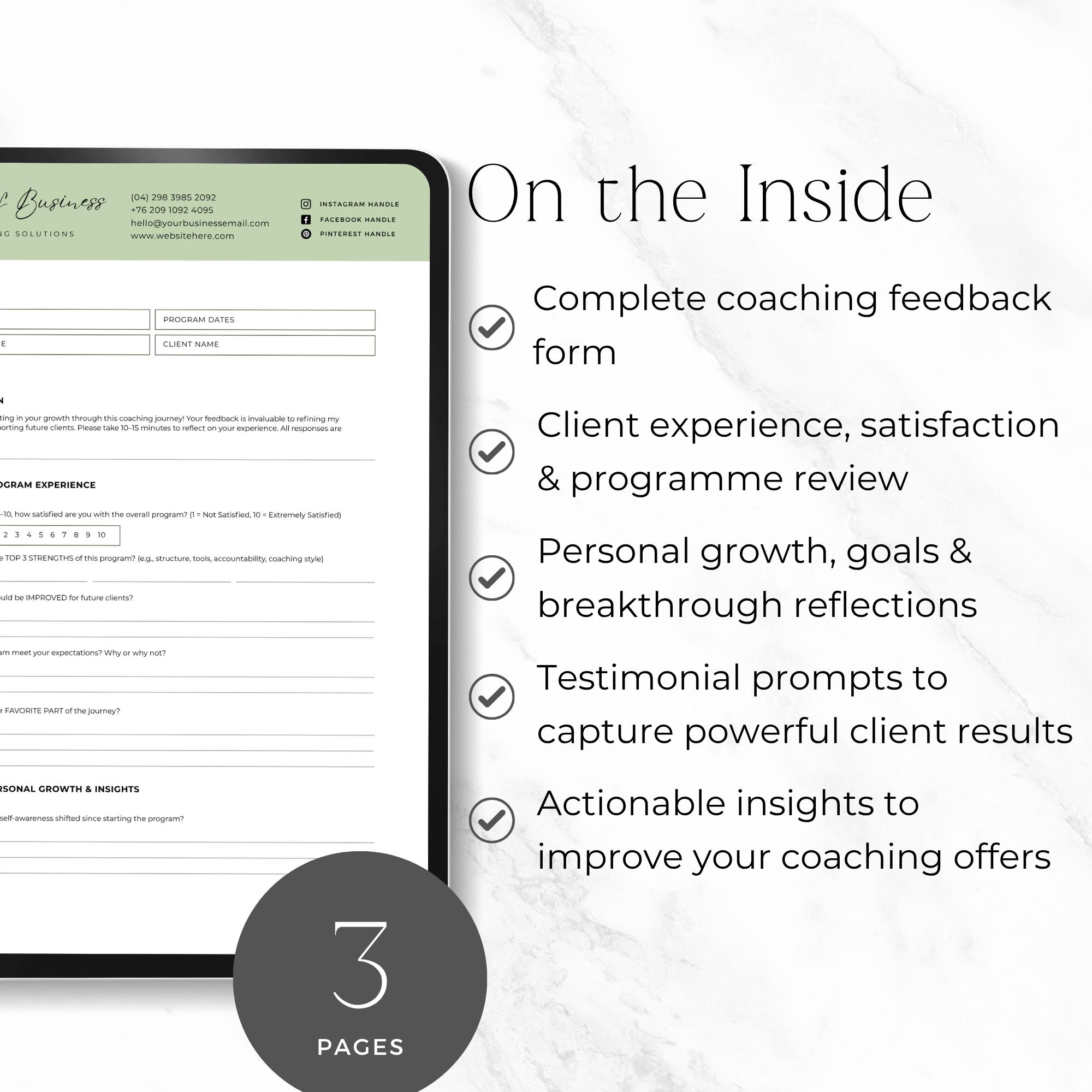 Coaching Client Feedback Form Canva Template, Editable Coaching ...