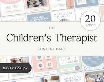 Child Therapist Instagram Templates, Canva Social Media Posts, Pediatric Therapy Content Pack, Editable Mental Health Graphics, Sprint 1