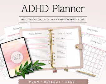 Planificador para TDAH en adultos, organizador de ideas en PDF, planificador de enfoque diario, herramienta de función ejecutiva imprimible Fase 3