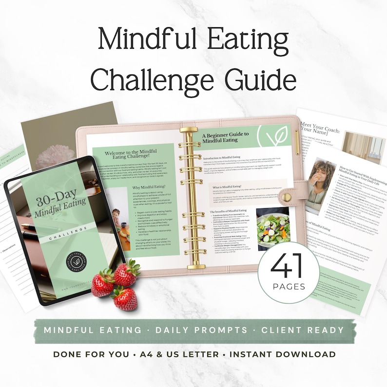 Mindful Eating Workbook Printable, 30-day Eating Challenge Journal ...