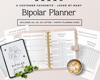 Bipolar Journal, Bipolar Stimmung Tracker, Planer für Bipolare Störungen, Therapie Arbeitsbuch, Psychiatrie Journal, Printable, Champion