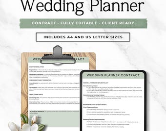 Wedding Planner Contract Template | Editable Canva Client Agreement | Prewritten Service Contract | A4 & US Letter | Instant Download Sprint