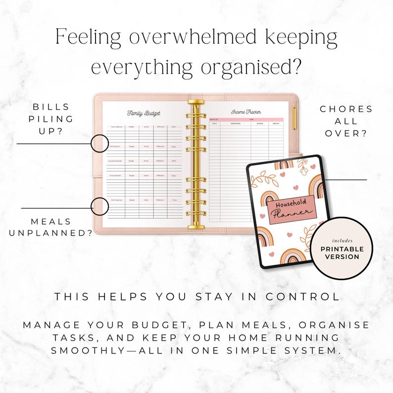 home organisation planner with cleaning schedule
printable household management binder pages