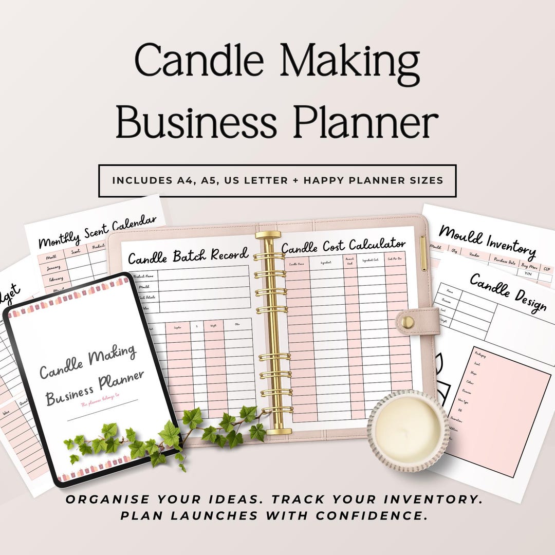 Candle Business Planner | Candle Making Templates | Batch Record, Recipe Log | Inventory Tracker ...