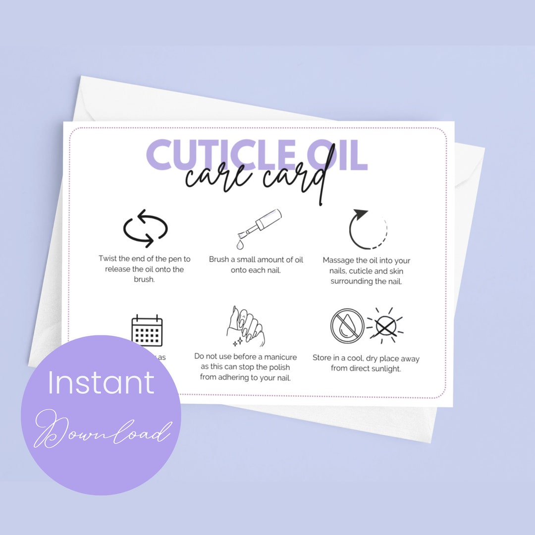 Cuticle Oil Care Card Cuticle Pen Instructions Nail Conditioner Guide