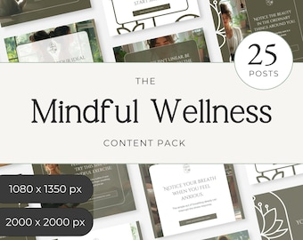 Mindfulness Instagram Templates | Wellness Canva Posts | Self Care Social Media Kit | Editable Instagram Content | Digital Download