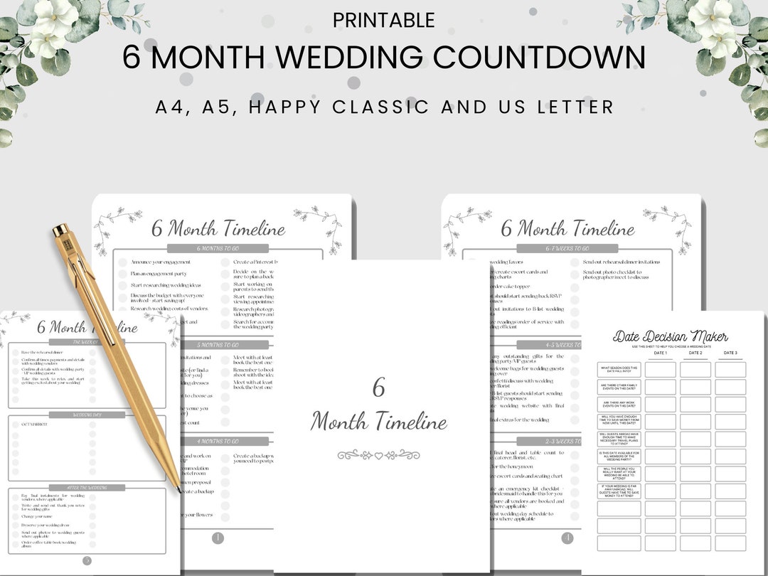 6 Month Wedding Planning Checklist 6 Month Wedding Checklist Printable ...