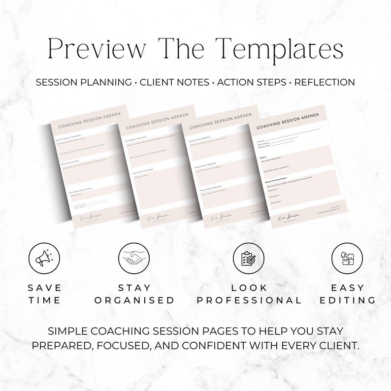Coaching Session Template Canva, Life Coach Session Planner, Editable ...