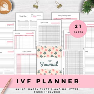 Afdrukbaar IVF-dagboek Vruchtbaarheidsbehandelingsplanner met medicatietracker Ovulatiegrafiek Basale lichaamstemperatuurlogboek en cyclustracker