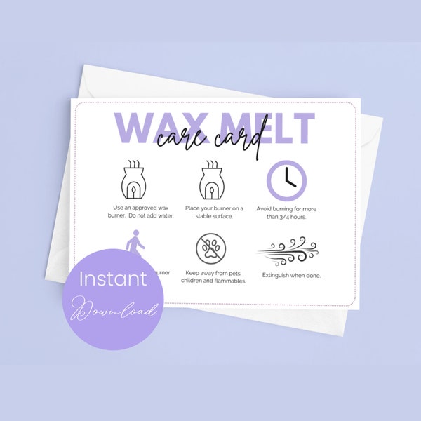 Wax Melt Care Card Template Wax Melt Gift Set Box Instructions Wax Melt Packaging Insert Printable Care Guide Wax Melt Business