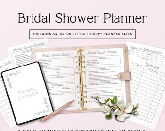 Afdrukbare bruids douche planner bundel digitale bruidsmeisje checklist bruiloft douche planning sjabloon bruidsmeisjes planner P4