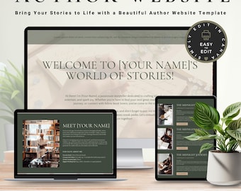 Author Website Template Canva, One Page Author Website for Self Published Writers, Indie Author Landing Page, Book Promotion Website