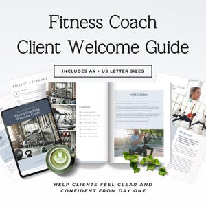 Plantilla de incorporación para entrenadores físicos, paquete de bienvenida para entrenadores personales, guía de admisión de clientes, kit de entrenamiento editable en Canva, descarga digital P2