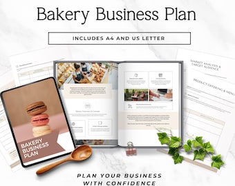 Bakery Business Plan Template Canva, Home Bakery Startup Planner, Baking Business Strategy, Menu, Financial Forecast PDF Download P2